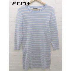 ◇ URBAN RESEARCH ROSSO ボーダー ハイゲージ ニット 長袖 ミニ ワンピース サイズFREE ライトブルー系 レディース 【中古】 【1104150005768】