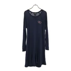 ポロラルフローレン ハート 長袖 フレア ワンピース L ネイビー POLO RALPH LAUREN ロゴ刺繍 レディース 古着 【240406】 メール便可