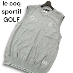 le coq sportif GOLF ルコック スポルティフ ゴルフ カシミヤ混★ ロゴ Vネック ニット ベスト Sz.LL　メンズ グレー 大きい