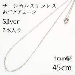2本入：サージカルステンレス極細あずきチェーンネックレス◆シルバ