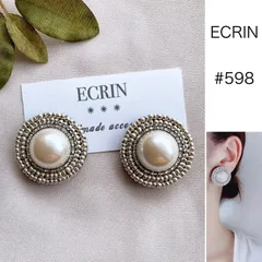 【#598】パール　シルバー　ビーズ刺繍　ハンドメイドアクセサリー　ピアス　イヤリング　結婚式