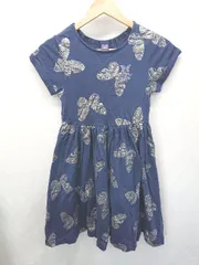 ◇ ⊂ ANNA SUI mini アナスイミニ 蝶々 ラメ 半袖 ミニ丈 ワンピース サイズ140 ネイビー キッズ 子供服 E  【1507100013897】