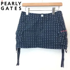 M457-F-S◆ PEARLY GATES パーリーゲイツ ミニスカート タイト ボトムス ◆ sizeO コットン ポリウレタン ネイビー 古着 レディース ゴルフ