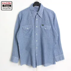 70s USA製 vintage Wrangler チェック柄 スナップボタン ウエスタンシャツ メンズ 表記Lサイズ