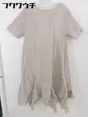 ◇ merlot plus メルロープリュス 裾ヘムライン カットオフ 半袖 膝下丈 ワンピース サイズF ベージュ レディース  【中古】 【1112130003932】のサムネイル