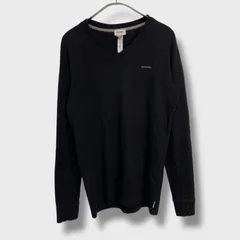 DIESEL☆ディーゼル☆Vネックカットソー☆ワンポイントロゴ☆サイズS☆黒☆E25M