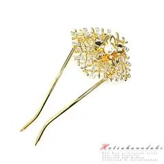 髪飾り 卒業式 入学式 結婚式 ドレス パーティー サクラ 桜 ゴールド 白 ラインストーン パール キラキラ かんざし さくら シン No.10-0413