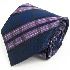 アレクサンダージュリアン ブランド ネクタイ ストライプ柄 チェック柄 シルク 日本製 PO メンズ ネイビー Alexander Julian 【中古】