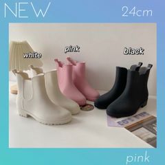＊新作＊ レインブーツ　雨具　 長靴　ショートブーツ　ファッション雨具 靴   「38」(24cm)ピンク   レディース靴　防水 雨靴(35-39) A139