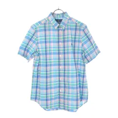 未使用 ラルフローレン チェック 半袖 ボタンダウンシャツ XL(18-20) ブルー系 RALPH LAUREN キッズ