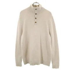 バナナリパブリック 長袖 ハーフボタン ニット M アイボリー Banana Republic メンズ