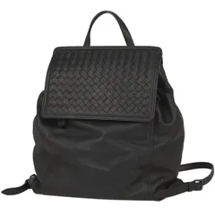 【在庫一掃】 ボッテガヴェネタ BOTTEGAVENETA イントレチャート リュックサック バックパック デイパック ナッパ リュック レザー ブラック レディース 【中古】のサムネイル