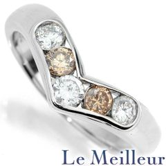 ダイヤモンド 0.62ct プラチナ Pt850 V字リング 指輪 13号 中古 プレラブド 返品OK