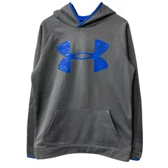 UNDER ARMOUR ロゴスウェット パーカー YXL グレー アンダーアーマー フーディー ラグラン 裏起毛 古着卸 アメリカ仕入 a709-6009