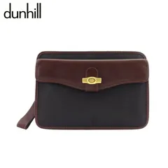   ダンヒル クラッチバッグ セカンドバッグ メンズ ブラック×ブラウン×ゴールド PVC×レザー dunhill T21038