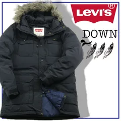 【新品】 Levi's ／ リーバイス　ダウンコート N-3B 肉厚 ダウン ダウンジャケット ダウンパーカー フード付き ミリタリー 黒 ブラック ｜ 秋冬