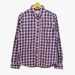 アバクロンビー&フィッチ 長袖シャツ トップス チェック柄 ボタンダウン メンズ Lサイズ 紺×赤×白 Abercrombie & Fitch 【中古】