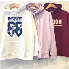 お得な3枚セット◎【BROWNY】ブラウニー スウェット パーカー INSPIRE インスパイア ARMY アーミー LONDON ロンドン プリント入り アメカジ 古着 スポーツ トレーニング アウトドア 女性 レディース サイズ フリー / M3292i
