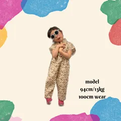 【新品未使用】キッズ　オールインワン　ジャンプスーツ　ボタニカル柄【まとめて購入で割引いたします！】