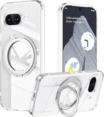 ＭＮ　ＭＯＮＯ　ＺＡＣＫ Google Pixel 9a ケース MagSafe対応 リング付き 360°回転スタンド 半透明マット 耐衝撃 カメラ保護 ワイヤレス充電対応 指紋防止 黄ばみ防止 ストラップホール付(クリア)
