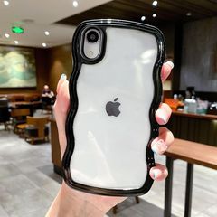 QLTYPRI iPhone Xケース iPhone XSケース クリア TPUカバー おしゃれ 韓国 可愛い 透明 薄型 軽量 耐衝撃 スマホケース ワイヤレス充電対応 ストラップホール付き アイフォン X/XS ケース 5.8インチ 対応 - ブラック