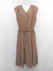 ◇ ◎ OPAQUE.CLIP オペーク ドット クリップ Vネック ノースリーブ 膝下丈 ワンピース サイズM ブラウン レディース P  【1405090019915】