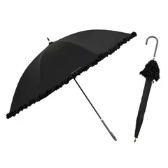 小川(Ogawa) 日傘 OLIVE des OLIVE レディース フリル ブラック 晴雨兼用 完全遮光 UV99.9%カット 遮熱 0