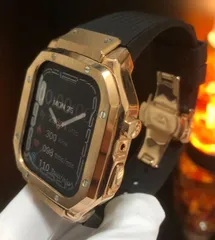 GimelZayin ローズゴールド★アップルウォッチ ラバーベルト ステンレス カバー　ケース 44mm 45mm 4 5 6 7 8 se  メンズ レディース スポーツ Apple Watch バンド