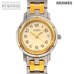 エルメス HERMES クリッパー コンビ CL3 240 ヴィンテージ レディース 腕時計 デイト アイボリー クォーツ Clipper 90276310のサムネイル