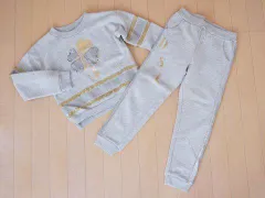 ディーゼルキッズ diesel kids アウトレット 子供服 女の子 8歳 約 130cm 長袖 トレーナー スウェット パンツ ロング丈 2点 グレー 秋 冬 ★3 セットアップ トップス ズボン ボトムス 冬服 ガールズ キッズ 【中古】