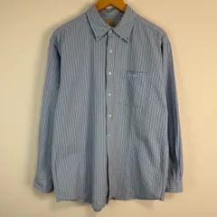 90s シアサッカー　L.L.Bean エルエルビーン 長袖シャツ ボタンダウン ストライプ 総柄 ワンポイントロゴ ロゴ刺繍 ライトブルー Mサイズ メンズ 古着 ストリート シティーボーイ