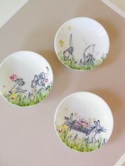 鳥獣戯画の豆皿(原っぱ)　３枚