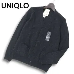 【未使用】UNIQLO ユニクロ 秋冬 プレミアム ラム ウール100% Vネック ニット カーディガン 羽織り Sz.M メンズ 灰 グレー