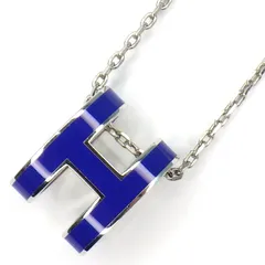 エルメス HERMES ネックレス ポップH ポップアッシュ ネイビー ブルーラッカー パラジウムメッキ 【中古】