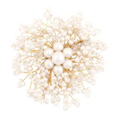 【A：ゴールド×ワンサイズ】[Cream dot. クリームドット公式] コサージュ ブローチ フォーマル 卒業式 卒園式 入学式 入園式 ママスーツ パール 花 ワイヤーフラワー ビーズ ピン クリップ 華やか 大人 上品 エレガント  