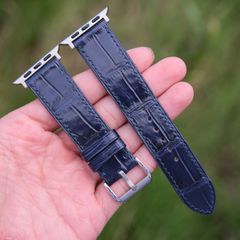 アップルウォッチバンド革 フラットタイプ 厚み約2mm ネイビー クロコ竹柄 38/40/41mm 42/44/45/49mm アップルウォッチ バンド 革 メンズ レディース apple watch 革バンド 高級 おすすめレザーバンド
