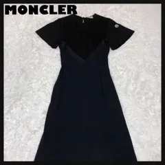 【鑑定済】MONCLER ロングワンピース 肩ロゴ ABIT 黒 S