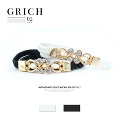 GROWING RICH　【アクセサリー ベルト】フラワービジューフックシャーリング細ベルト　再入荷!!