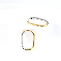 つけっぱなしOK！ バイカラー 太さ約2mm オーバルフープピアス サージカルステンレス 金属アレルギー対応 【ste117】