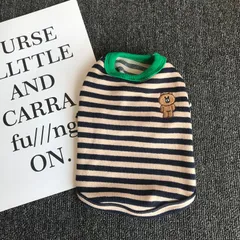 DC-156新作　ドッグウエア　犬服猫服　可愛い熊ちゃん刺繍付きボーダーインナー
