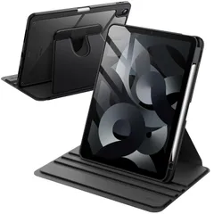 【人気商品】M3/M2 (2025/2024)、iPad 11インチ Air 5/4用 Air (2022/2020、第5/4世代、10.9インチ) Pencilホルダー付き iPad 360°回転保護 スタンドカバー 回転ケース クリアバック 自動ウェイク/