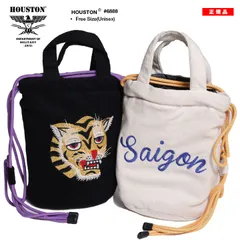 HOUSTON 巾着バッグ メンズ レディース ヒューストン 巾着 ミニショルダーバッグ 大人 小さめ ポーチ エフェクトバッグ 手提げ袋 トートバッグ ミニバッグ ハンドバッグ 3WAY 手持ち 肩掛け 斜め掛け 虎 タイガー 刺繍 スウェット 6888
