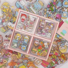 【在庫処分】防水ステッカー フレークシール DIY デコシール 100枚 かわいい 可愛いシール 手帳シール シール 水筒用/スケジュール/ギフト/手帳用シール（可愛い女の子） AIDUCHO