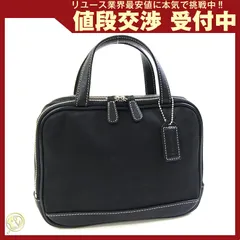 コーチ ハンドバッグ ブラック キャンバス レザー 中古