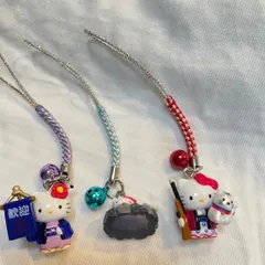 ご当地キティストラップ　根付け　鈴付き　温泉バージョン　3つセット