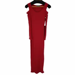 ゲス GUESS リブ ロングワンピース アームロゴ ショルダー空き レディース  Sのサムネイル