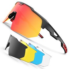 Limited Quantity! MTB Goggles, Mountain Bike Glasses, TR90 Frame, Running, 5-Lens, Sports Sunglasses, Fishing, Road Bike, Hiking, Polarized Cycling Glasses for Men and Women [HAAYOT]
