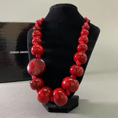 a17 EMPORIO ARMANI エンポリオ アルマーニ ビッグビーズ Tバーネックレス レッド 大ぶり アクセサリー ジュエリー マンテルのサムネイル