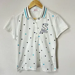 (^w^)b SRIXON スリクソン 半袖ポロシャツ ロゴ刺繍 ドット柄 ポリエステル100% トップス カジュアル ゴルフウェア スポーツ 運動 トレーニング ホワイト 白 レディース サイズL