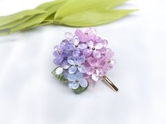紫陽花のポニーフック　ピンク×ブルー
